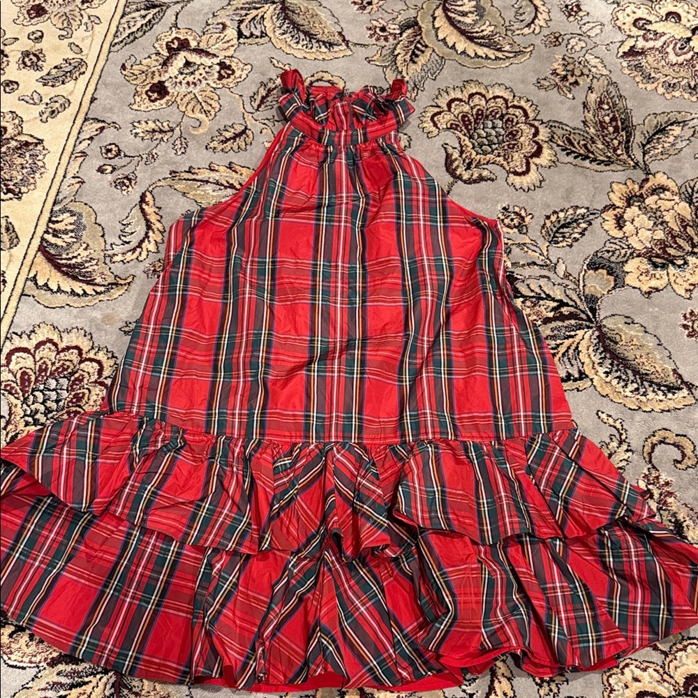 Tommy Hilfiger Red Plaid Ruffled Halter Dress